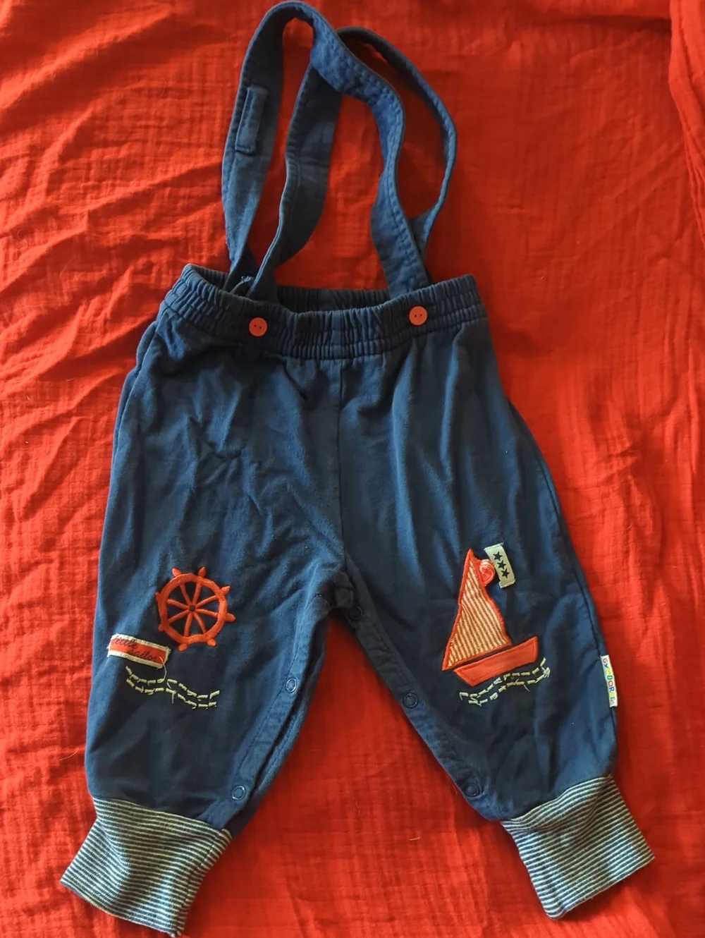 Vintage Gymobree Navy Baby Sailboat Overalls with Straps